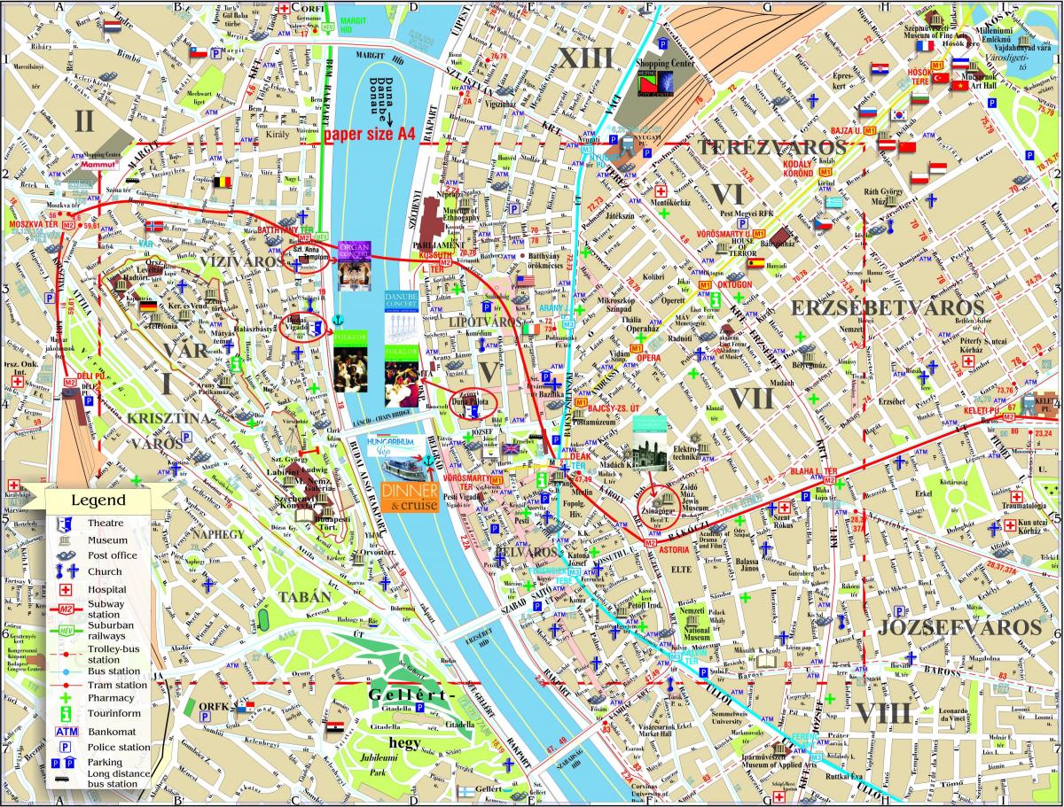 žemėlapis iš budapešto miesto centras