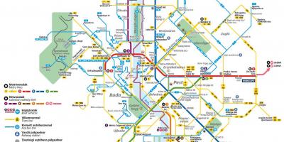 Budapešto autobusų linijų žemėlapis
