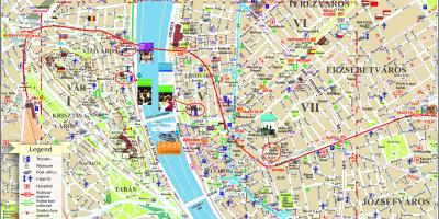 Budapeštas viršų lankytinų vietų žemėlapis