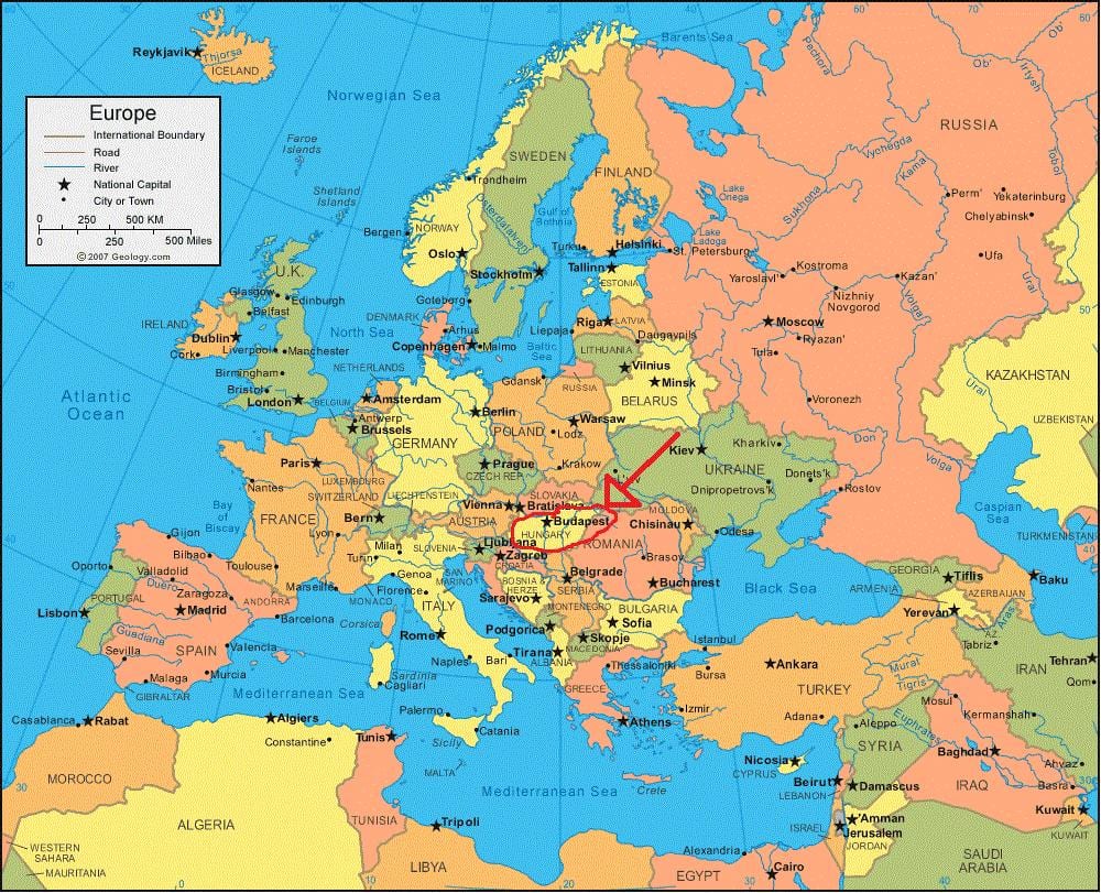 budapeštas vieta žemėlapyje