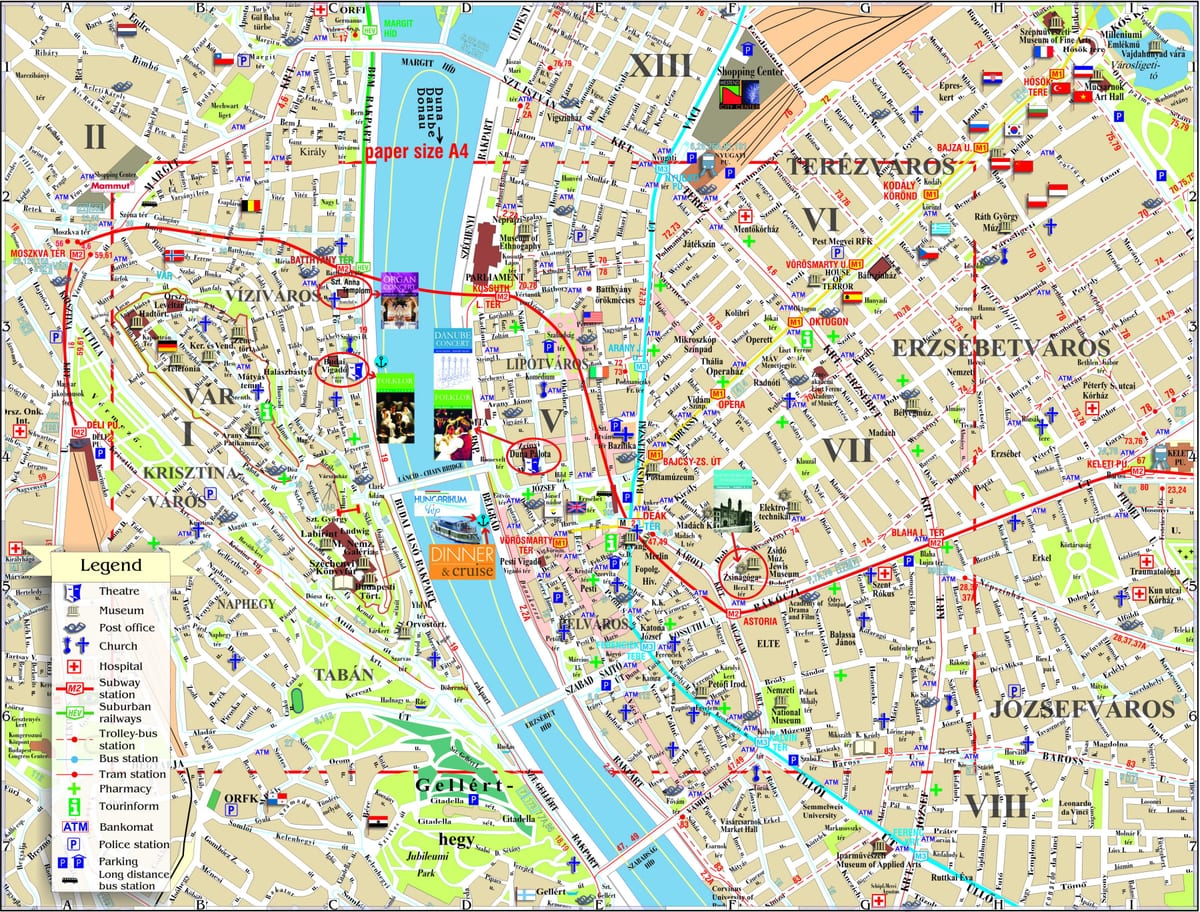 budapeštas viršų lankytinų vietų žemėlapis