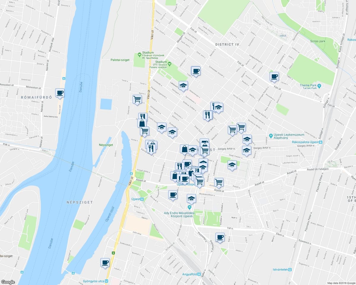 žemėlapis budapeštas restoranai