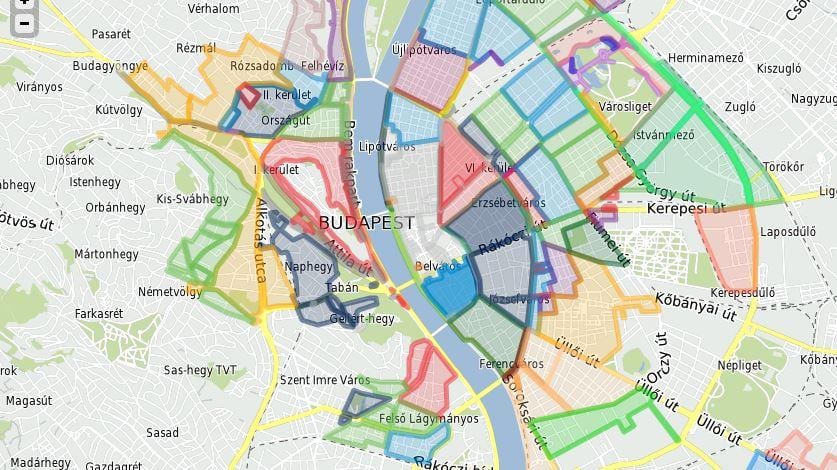 automobilių stovėjimo zonos budapešto žemėlapis