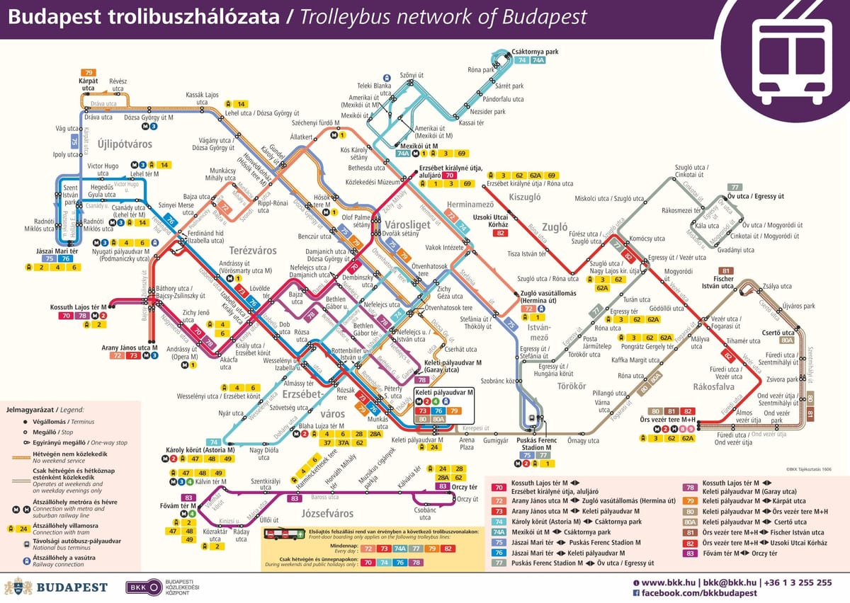 žemėlapis budapeštas troleibusų