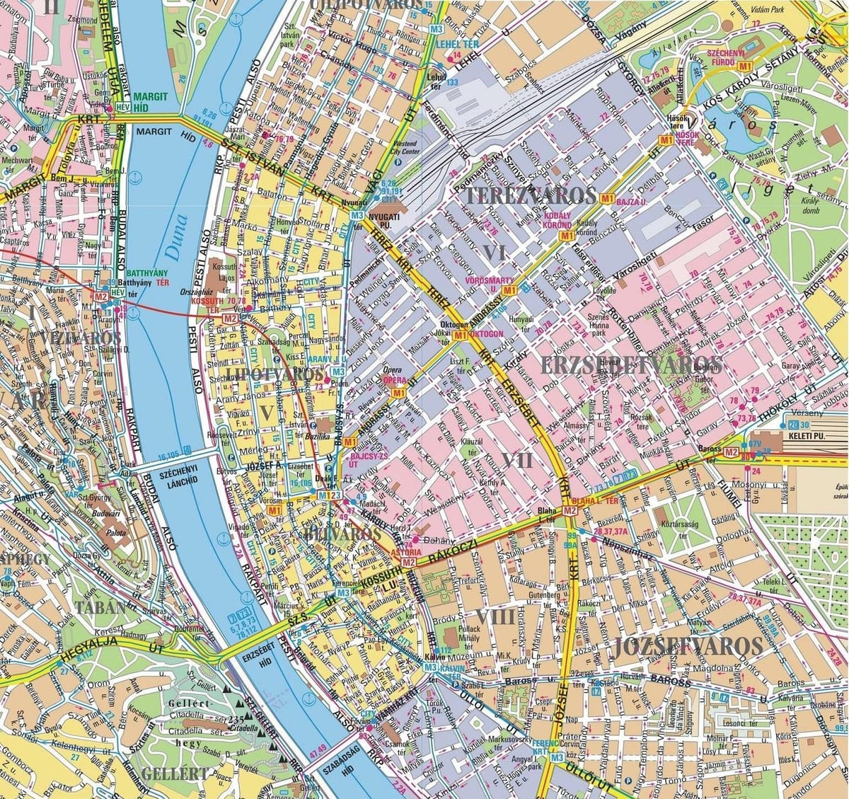 žemėlapis rajonų budapeštas