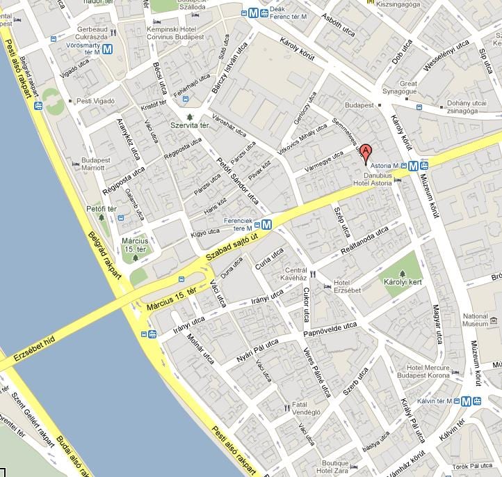 žemėlapis budapest hostel