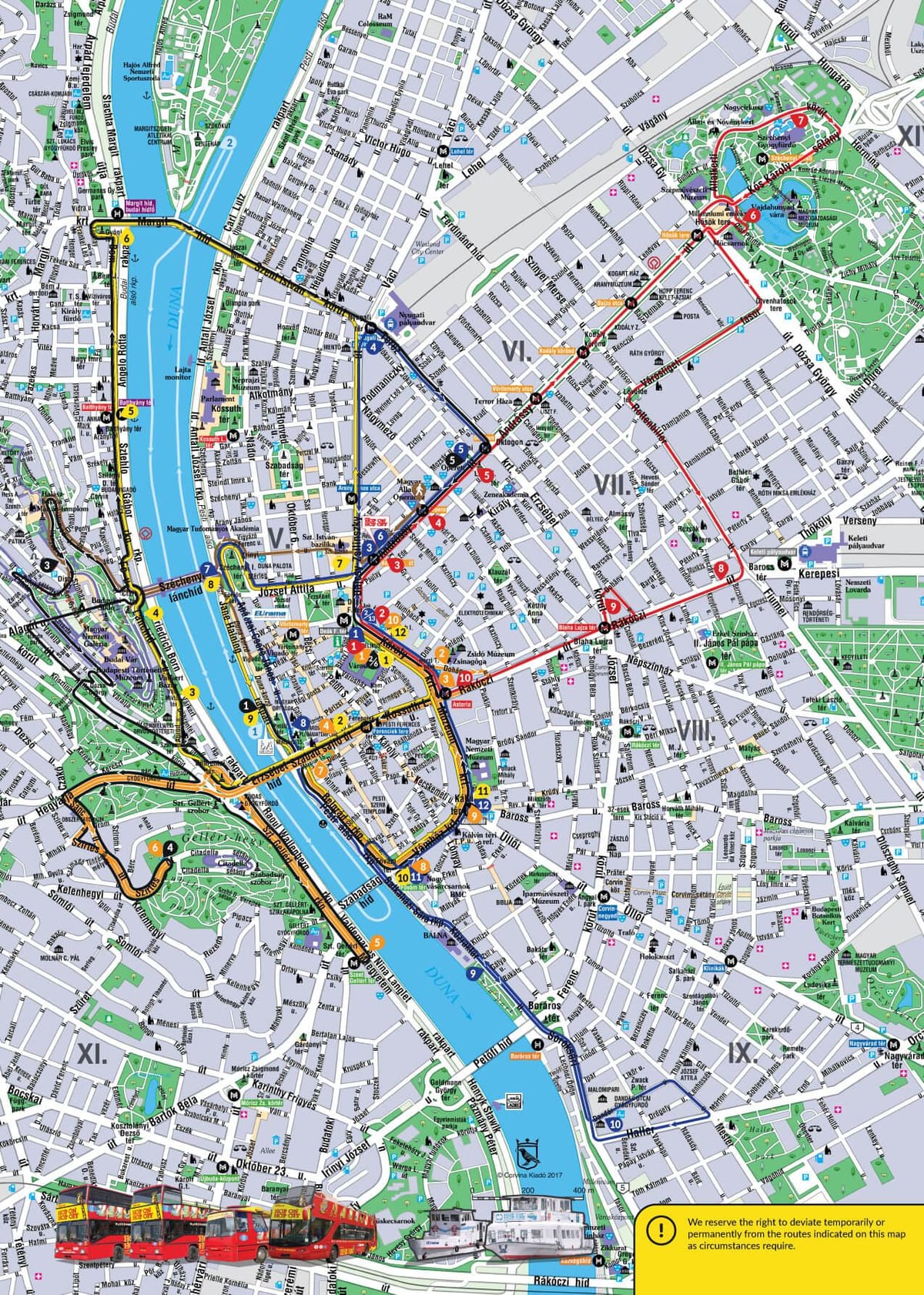budapešto-hop on hop off autobusą žemėlapyje