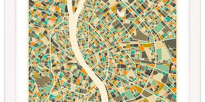 Budapešto žemėlapis plakatas